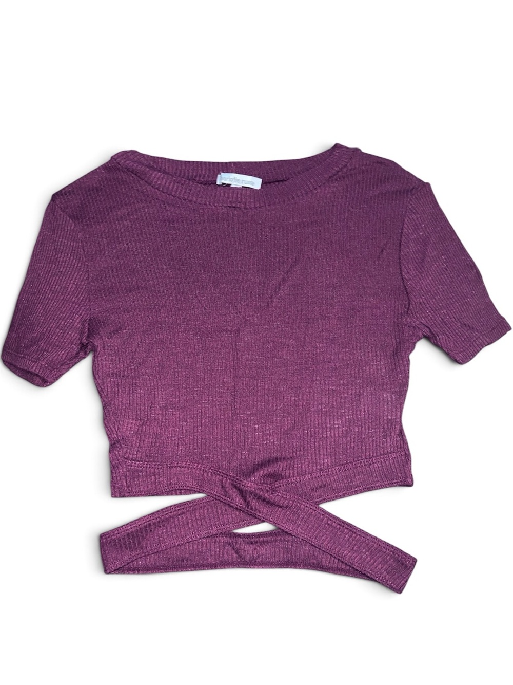 Charlotte Russe Plum Ribbed Tie-Front Crop Top